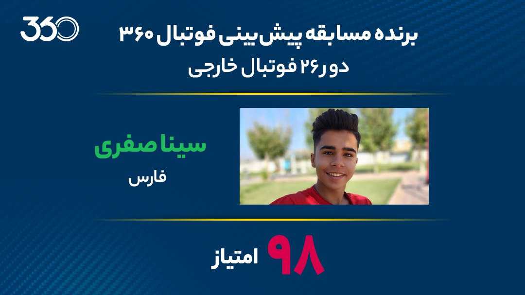 معرفی برنده دور‌ بیست‌وششم پیش‌بینی بازی‌های خارجی؛ بردن جایزه 10 میلیونی با 98 امتیاز
