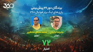 معرفی برنده‌های هفته بیست‌وششم پیش‌بینی لیگ برتر ایران در فوتبال 360؛ برد مشترک با رکوردی استثنایی