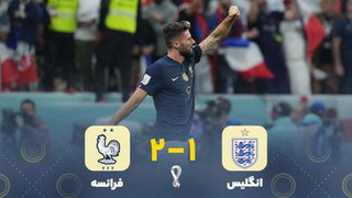 خلاصه بازی انگلیس ۱-۲ فرانسه